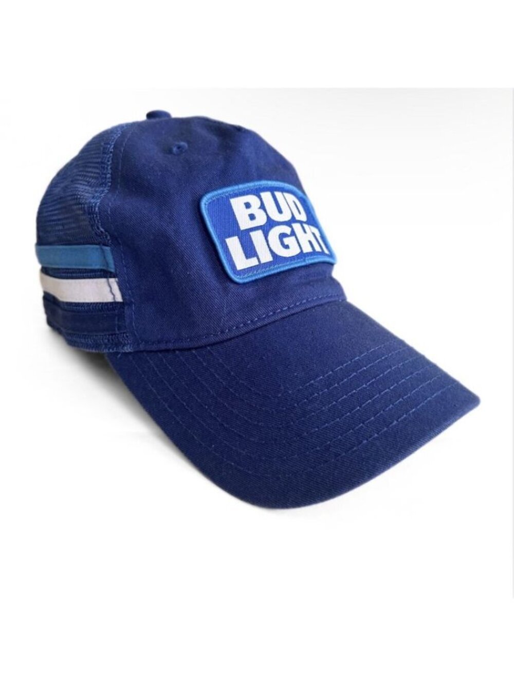 Bud Light Trucker Snapback Hat Blue Mesh Beer Cap AnheuserBusch 2016 Patch Promo